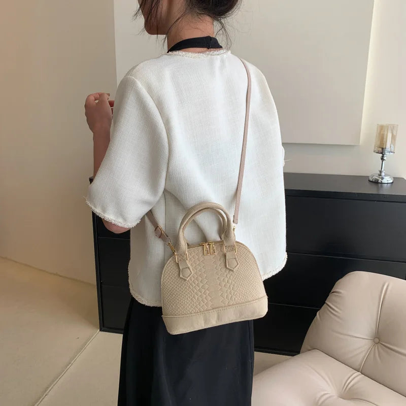 Women's Large Crossbody  Retro Felt Handbag with Makeup Organizer Solid-Color Casual Purse for Everyday Use Travel Shoulder Bag