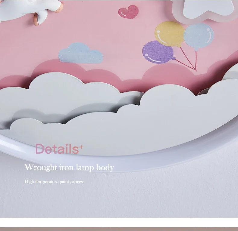 2026 Pink Rainbow Unicorn Light Princess Room Ceiling Lamps LED Warm Cute Nursery Children's Room Girl Bedroom Pegasus Ceiling L
