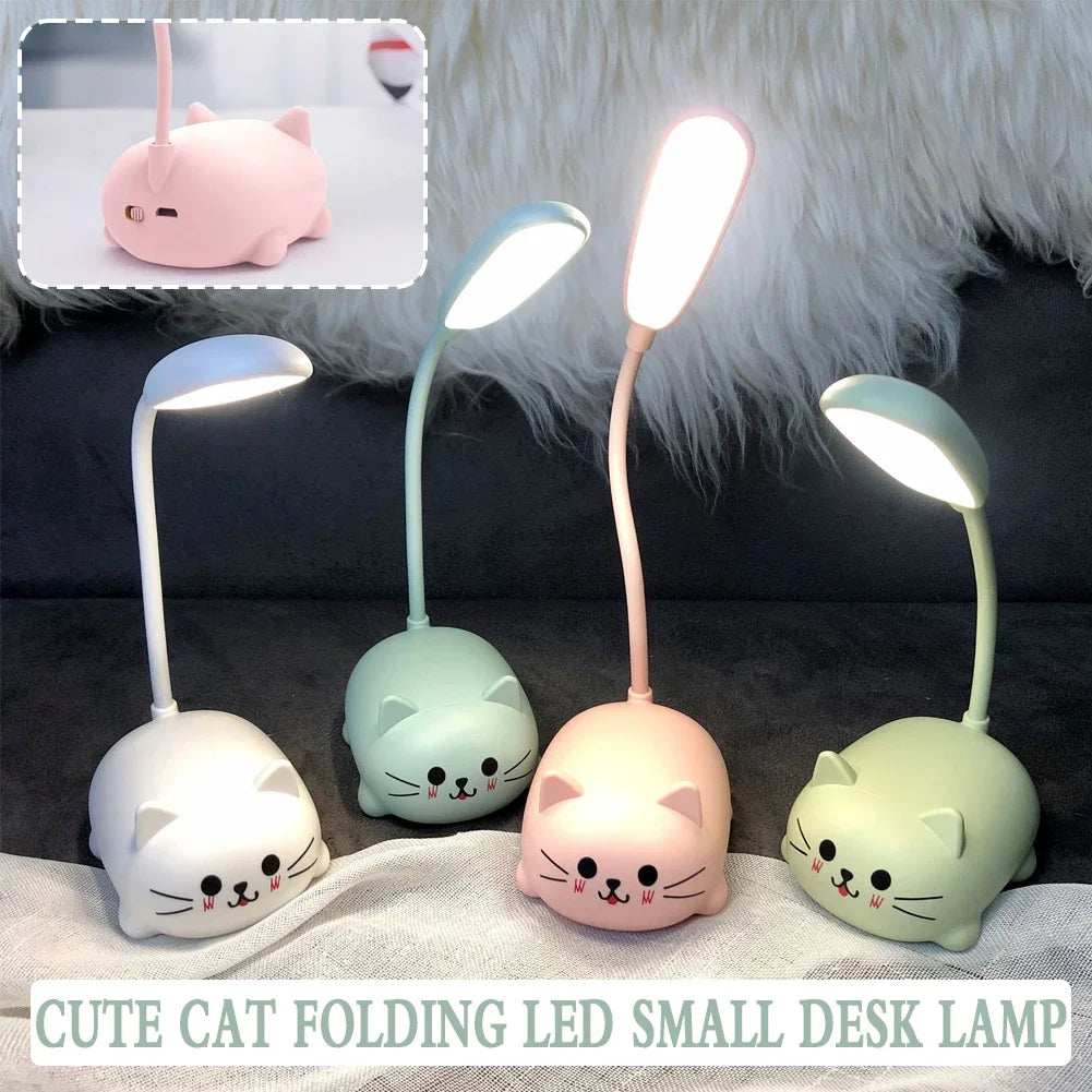 Mini cat Usb Recharge Battery Led Table Night Light Child Eye Protection Warm White Desk Lamp