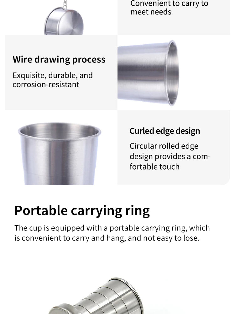 Outdoor Portable Camping Portable Metal Stainless Steel Telescopic Cups Folding Cups Drinks Cups.