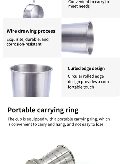 Outdoor Portable Camping Portable Metal Stainless Steel Telescopic Cups Folding Cups Drinks Cups.