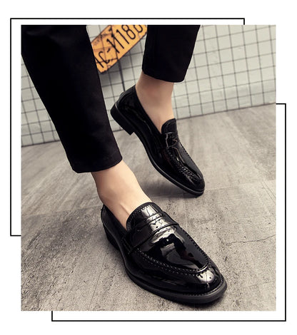 Summer Men Genuine Leather Casual Shoes Mens Wedding Black Dress Shoes Mens Banquet Loafers Blue Outdoor Walking Shoes Big Size