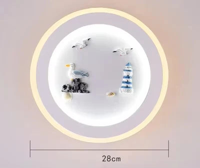 Marine Decorative Wall Lamps Mediterranean Bedside Cartoon LED Lighting Bedroom Background Lamp Cute Children's Room Wall Lights