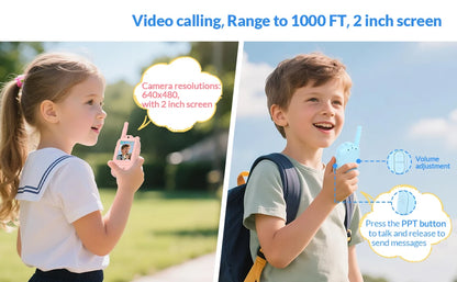 Mafiti Toys for Boys Girls Mini Video Walkie Talkies for Kids 2 Pack Rechargeable 1000 Feet Range Birthday Indoor Outdoor