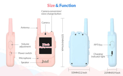 Mafiti Toys for Boys Girls Mini Video Walkie Talkies for Kids 2 Pack Rechargeable 1000 Feet Range Birthday Indoor Outdoor