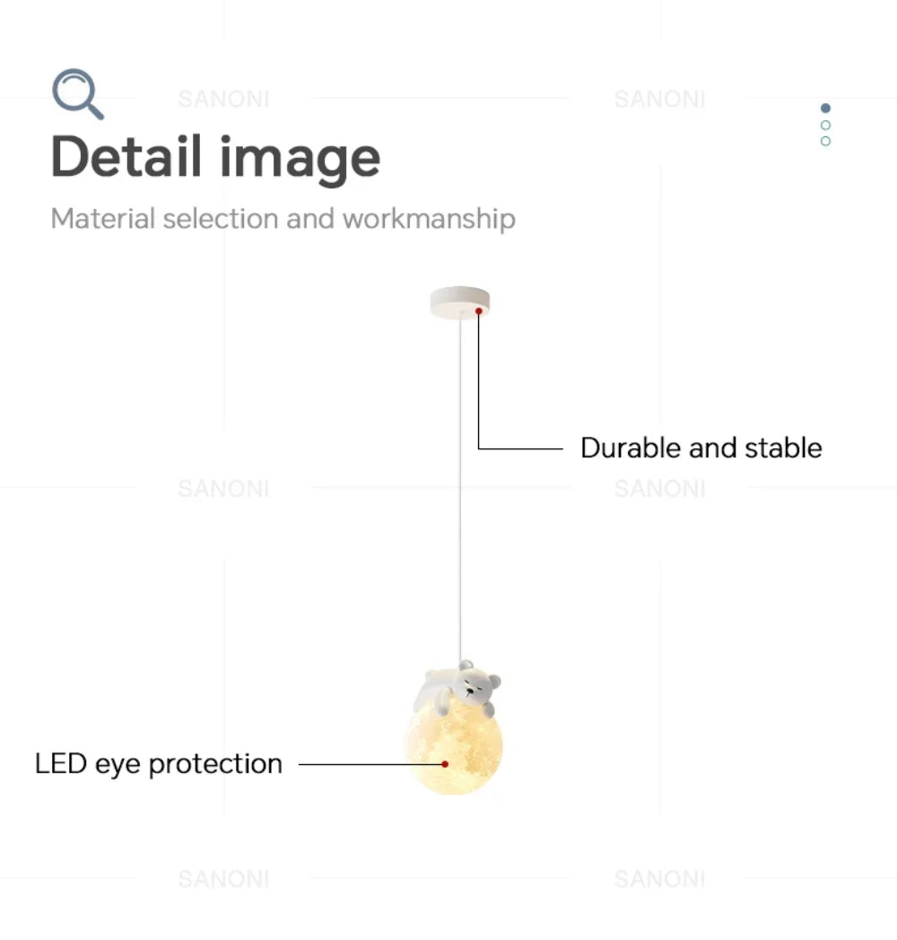 Nordic Little Bear LED Pendant Lamp Cute Rabbit For Hanging Lamp Dining Room Child Bedroom Bedside Chandelier Home Decor Fixture