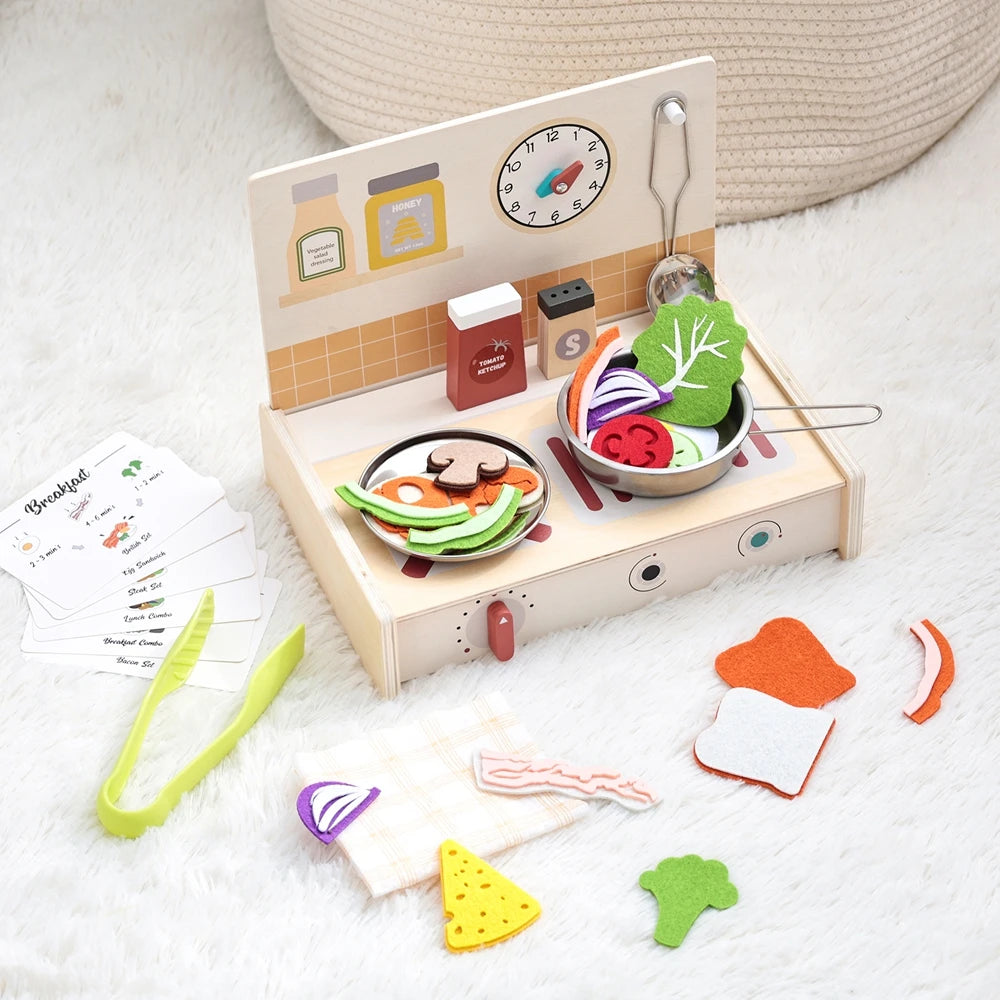 Wooden Kitchen Simulation Toy Set Baby Pretend Play Game Montessori Interactive Toys For Children Baby life Skills learning Toys