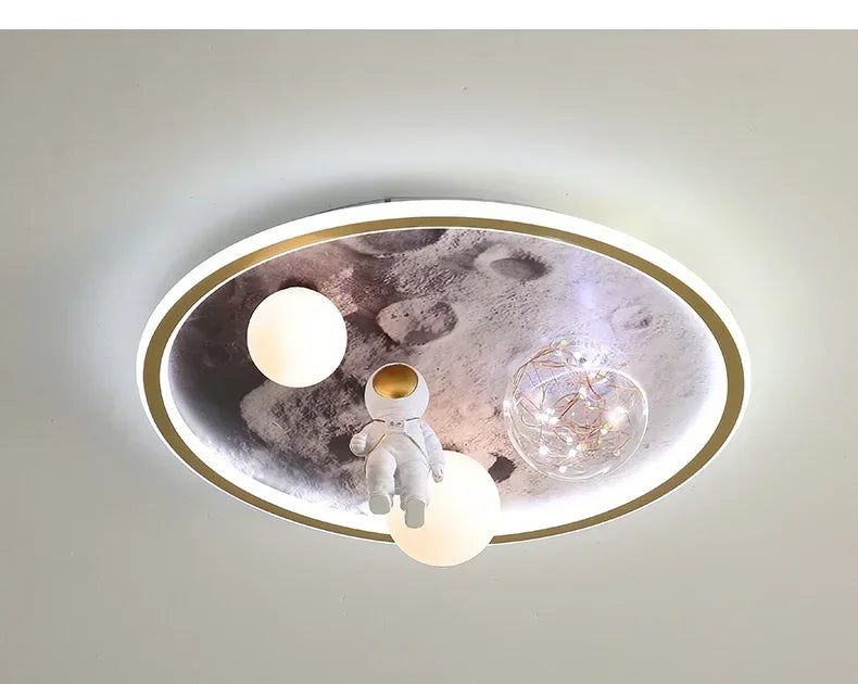 Modern European Modern Children's Moon Lustre Led Lights Astronaut Bedroom Chandeliers Decoration Ceiling Lamps For Room Home-ap