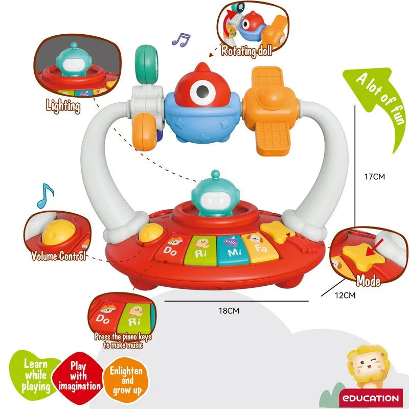 Baby Piano Toys Kids Rotating Music Piano Keyboard With Light Sound, Musical Toys For Toddlers, Early Educational Music Toy