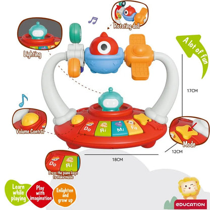 Baby Piano Toys Kids Rotating Music Piano Keyboard With Light Sound, Musical Toys For Toddlers, Early Educational Music Toy