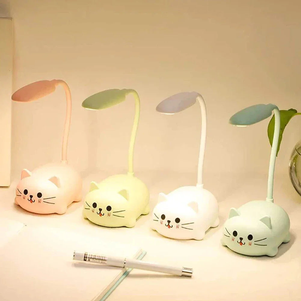 Mini cat Usb Recharge Battery Led Table Night Light Child Eye Protection Warm White Desk Lamp