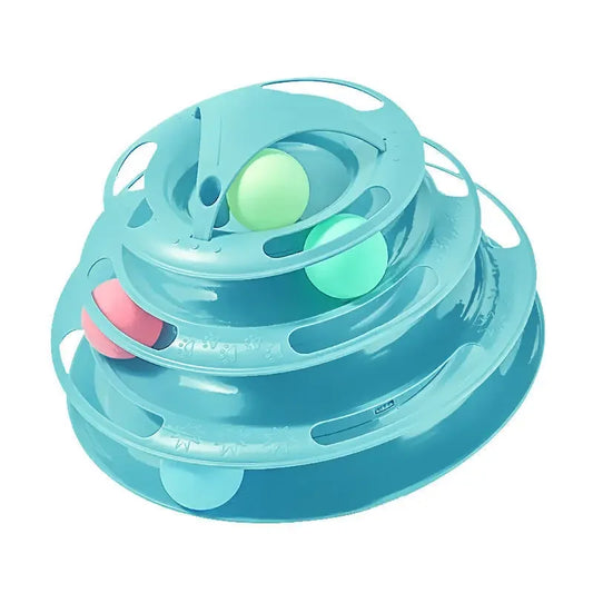Turnable Toys 4 Levels for Cats Accessories Tower Tracks with Balls Cat Toy Interactive Intelligence Training with Fun Cat Stick