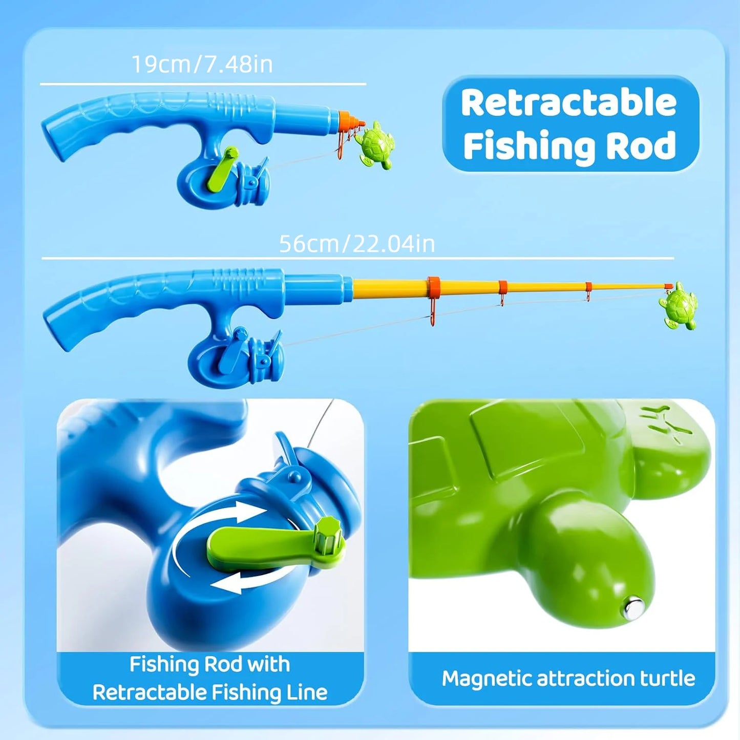 Kids Fishing Toy Set Play Water Toys for Baby Magnetic Rod and Fish with Inflatable Pool Outdoor Sport Puzzle Toys for Children