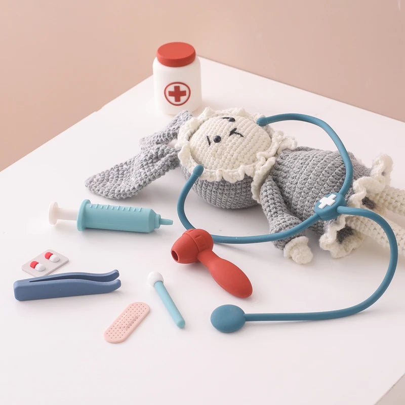 Baby Silicone Doctors Toys Pretend Playing Kids Role Play Pretend Playing Doll Accessories Learning Education Toys Babies Gifts