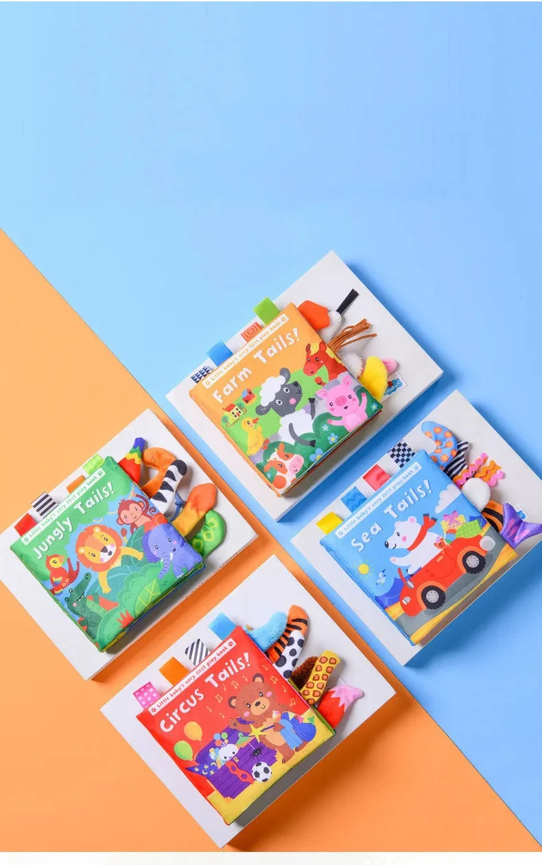 Montessori Education Baby Toys Busy Book Cartoon Animals Tail Interactive Parent-Child Fun Baby Cloth Book Baby Toys 0 6 Months