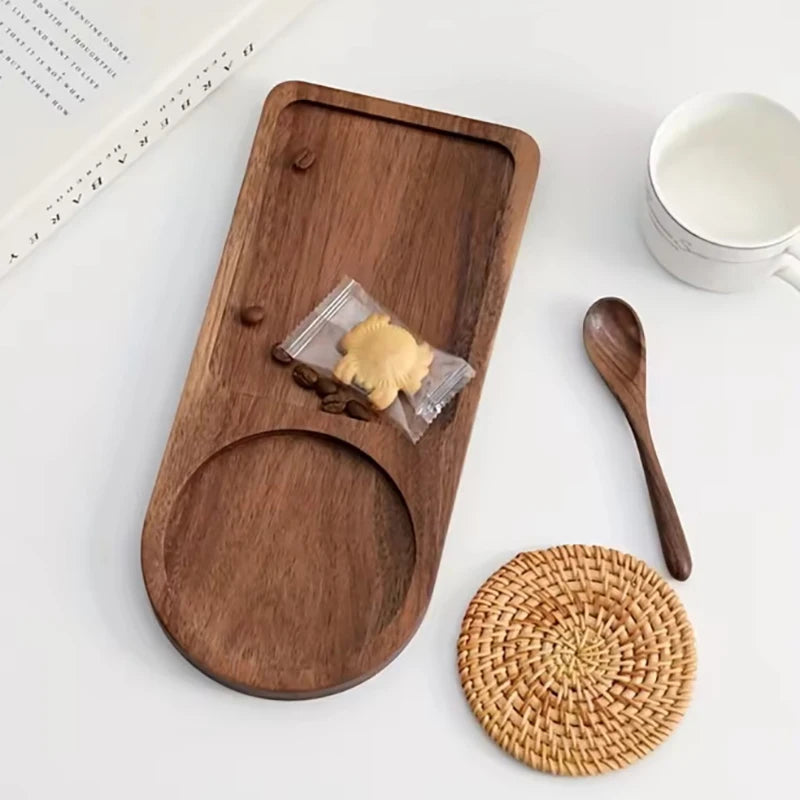 Wooden Coffee Tray Breakfast Serving Plate Hospitable Coffeeware Teaware Decoration Table Accessory for Home