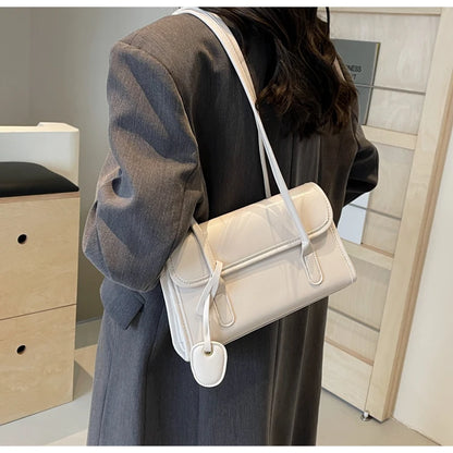 Fashion Red Shoulder Bags For Women Trendy Textured Solid Color Handbag Autumn Winter Versatile Female Underarm Pack