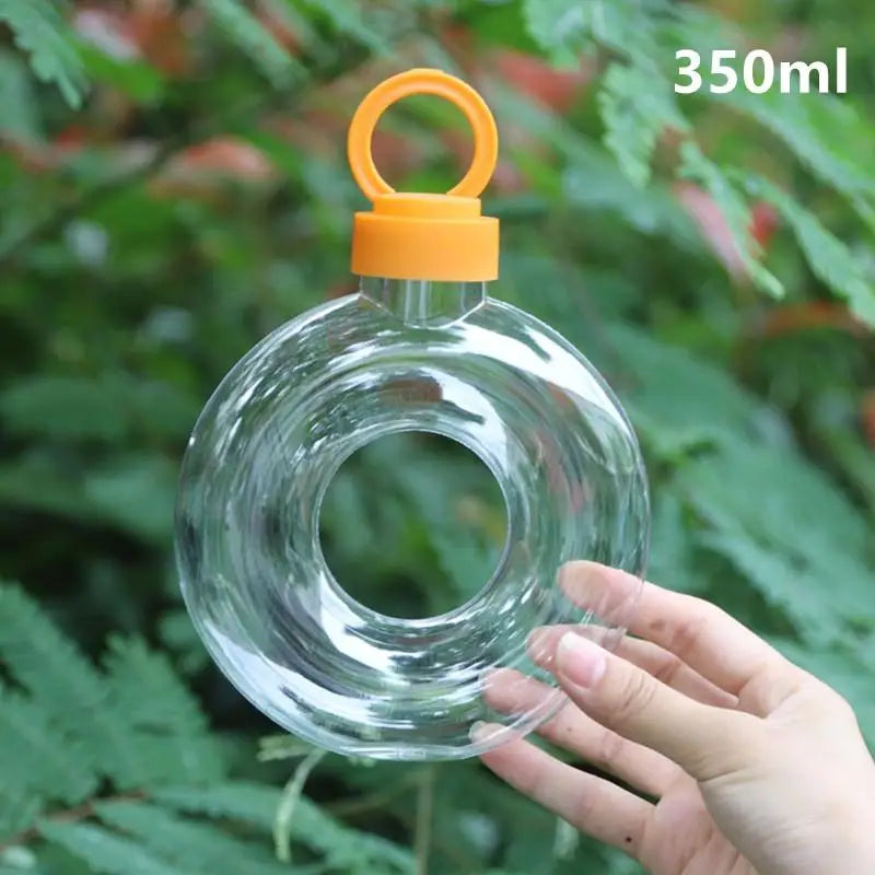 350ML Cute Donut Kids Water Bottle Leak-Proof Travel Cup Children Anti Fall Transparent Drinking Bottle Sports Water Bottle