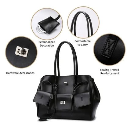 New Women's Tote Bag, Fashionable and Simple Casual Bag, High-End Shoulder Bag, Large-Capacity Commuter Bag, Trendy Handbag, Water-Repellent Shopping Bag
