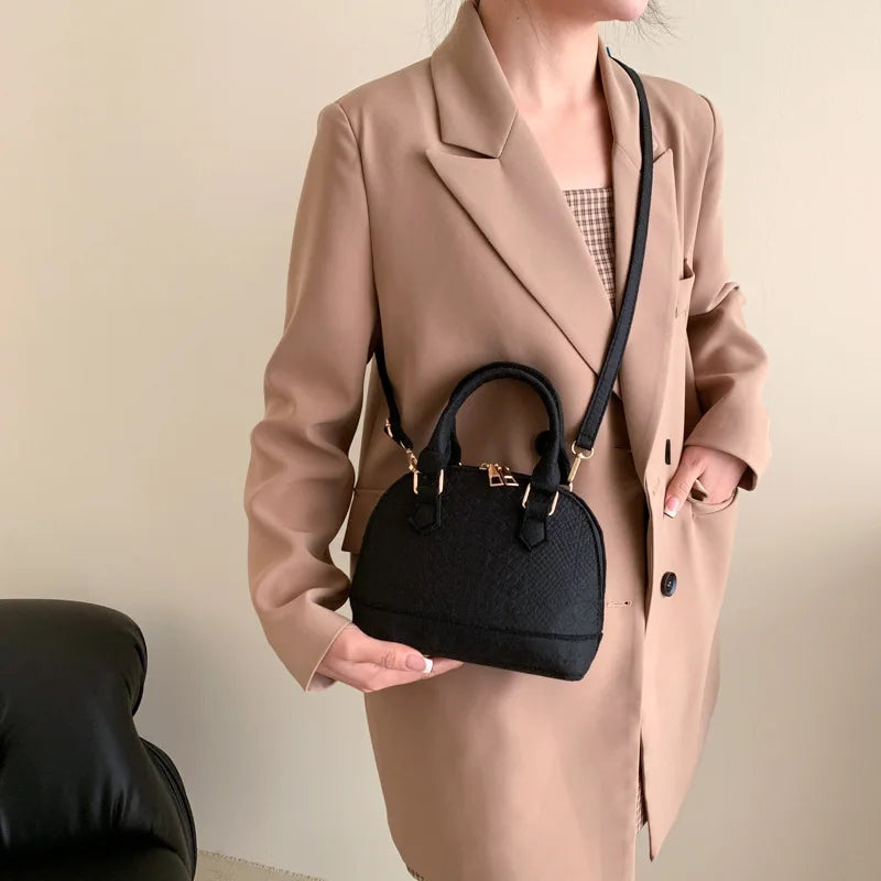Women's Large Crossbody  Retro Felt Handbag with Makeup Organizer Solid-Color Casual Purse for Everyday Use Travel Shoulder Bag