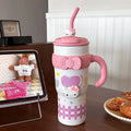 Sanrio Hello Kitty Large Tumbler with Handle, 316 Stainless Steel Straw Cup Insulated, Cute Water Bottle for Women Girls