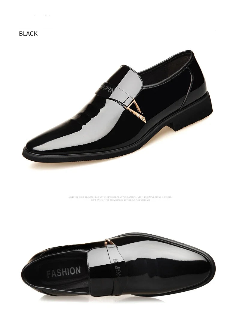 2026 Leather Shoes for Men Patent Leather Mens Casual Oxford Shoes Moccasin Glitter Male Footwear Designer Business Casual Shoes