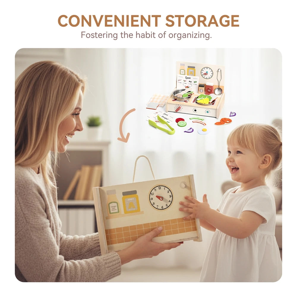 Wooden Kitchen Simulation Toy Set Baby Pretend Play Game Montessori Interactive Toys For Children Baby life Skills learning Toys
