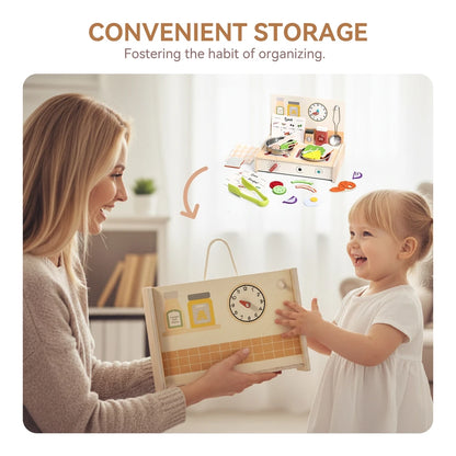 Wooden Kitchen Simulation Toy Set Baby Pretend Play Game Montessori Interactive Toys For Children Baby life Skills learning Toys