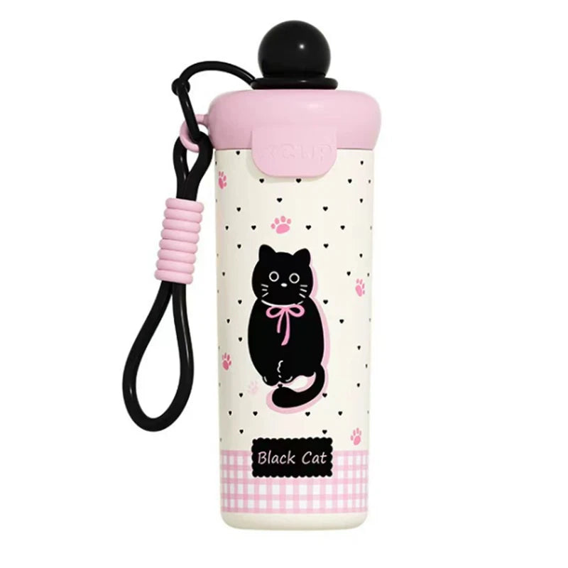 〔R〕Cartoon Animal Float Ball Water Bottle - 316 Stainless Steel Insulated Tumbler with Straw & Carry Strap for Kids and Students