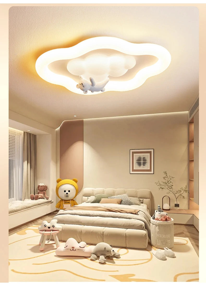 Cloud Light LED Children's Room Baby Room Ceiling Lights Modern Cream Style Nursery Decor Boy Girl Bedroom Cloud Ceiling Lamps