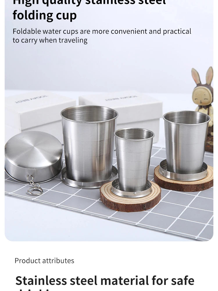 Outdoor Portable Camping Portable Metal Stainless Steel Telescopic Cups Folding Cups Drinks Cups.