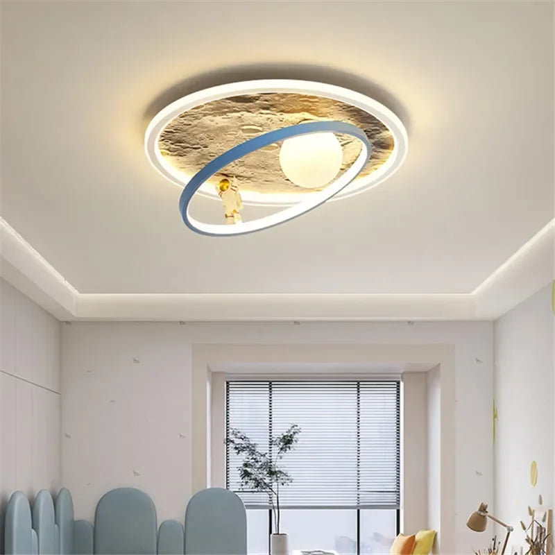 Children's room circular ceiling light moon astronaut light cartoon eye protection children's baby LED light room decoration