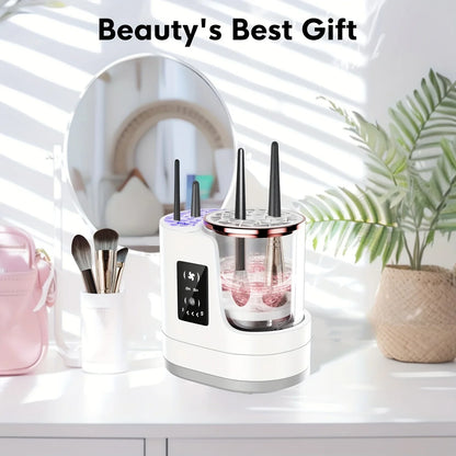 Portable Three-in-One Electric Makeup Brush Cleaner with Dryer USB Deep Cleaning for Various Sizes of Beauty Brushes including