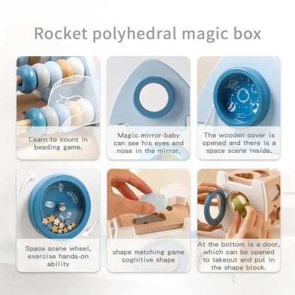 Wooden Montessorri Toys Five-in-one Multifunctional Baby Toys Exercise Children's hand-eye Coordination Logic Imagination Space
