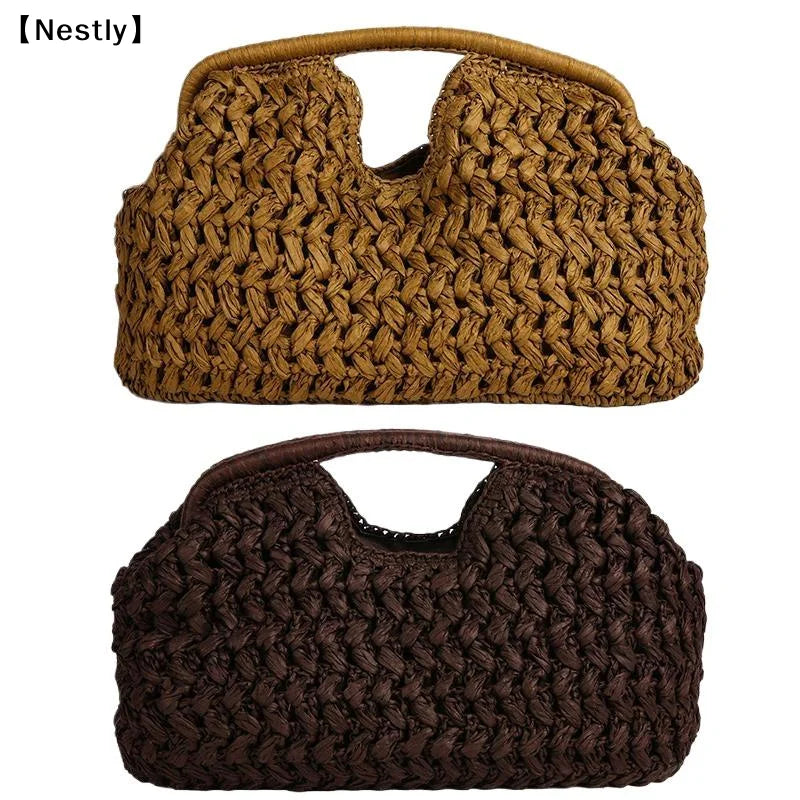 Elegant Woven Handbag Female Beach Straw Underarm Bag Versatile Exquisite Shoulder Bags Evening Bags For Women Gifts