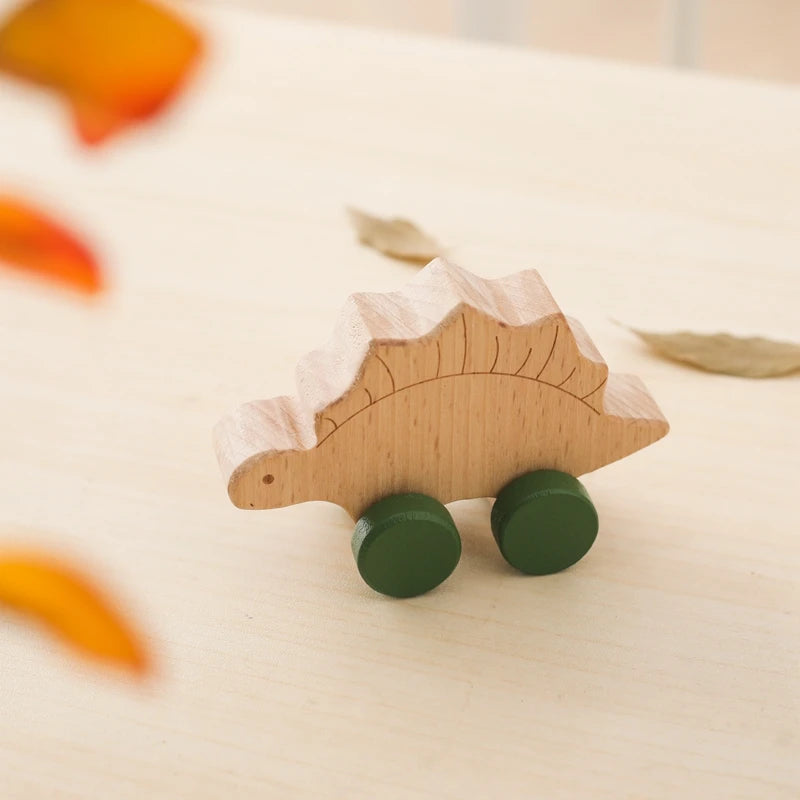 Montessori Wooden Toys Dinosaur Car Education Wooden Blocks Baby Toys From 3-5 Years Black Walnut Wooden Car Toys For Children