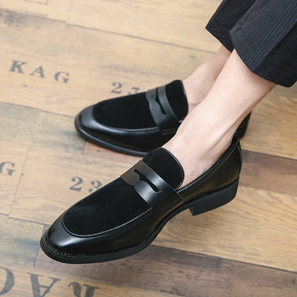 Summer Men Genuine Leather Casual Shoes Mens Wedding Black Dress Shoes Mens Banquet Loafers Blue Outdoor Walking Shoes Big Size