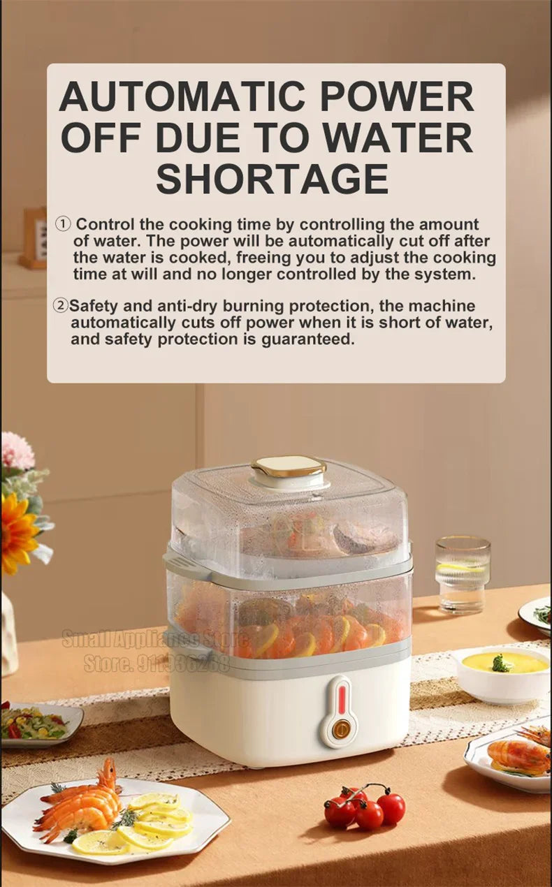 Mini Steamer Electric Steam Pot Cooking Steaming Home Two-layer Transparent Food Dumplings Household Pan Warmer Multicooker