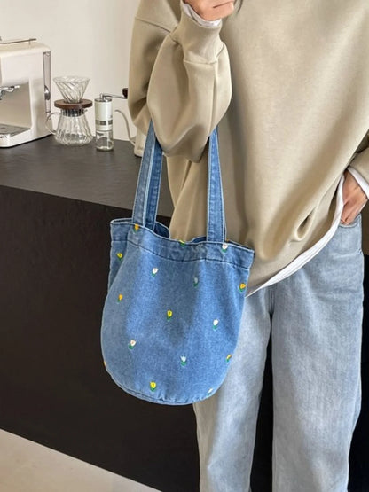 Women Shoulder Bag Large Capacity Denim Tote Bag Fashion Underarm Harajuku Handbag Clutch Bags Simple Female Commuter bags 2026