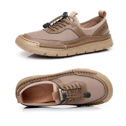 2026 Spring Summer Mens Shoes Flat Breathable Mesh Shoes Brand Male Footwear Black White Brown