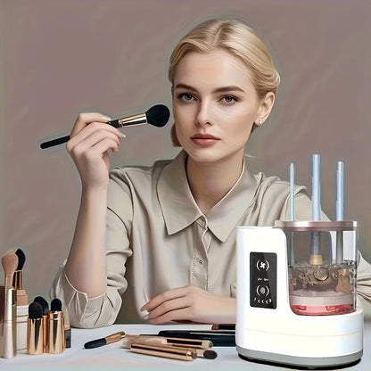 Portable Three-in-One Electric Makeup Brush Cleaner with Dryer USB Deep Cleaning for Various Sizes of Beauty Brushes including