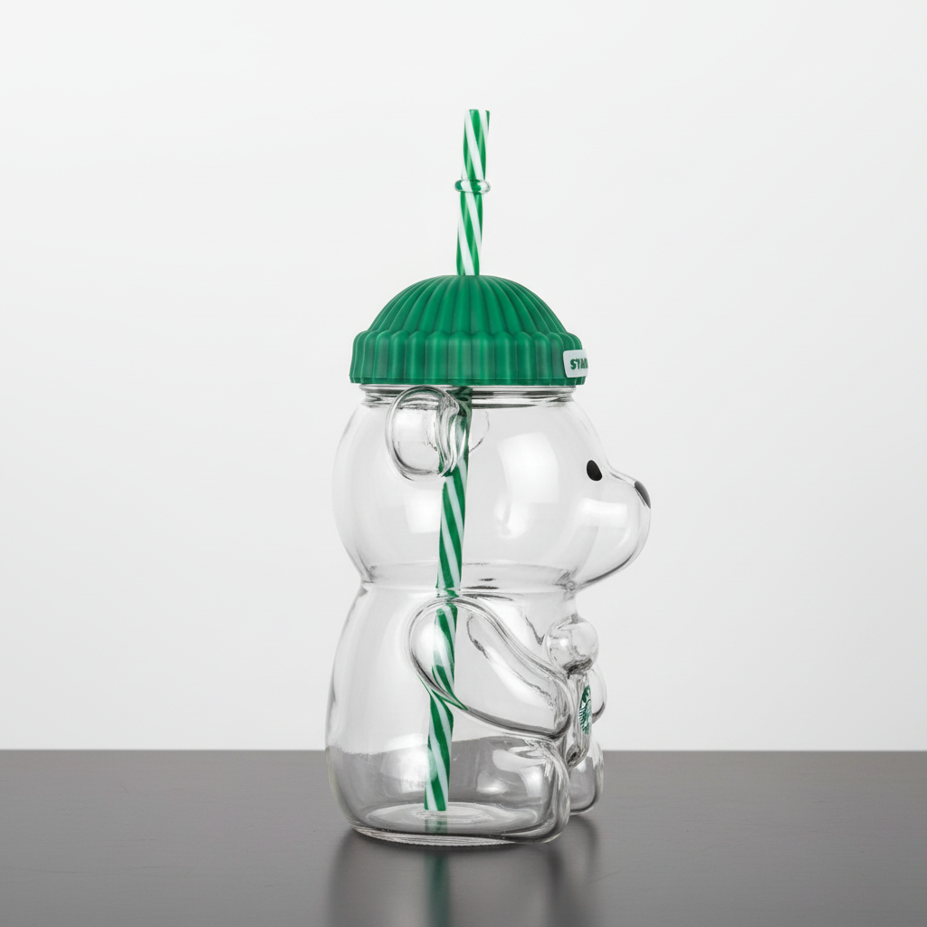 Starbucks Bearista Bear Glass Cold Cup - Side View
